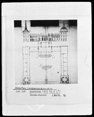 Warschau, Sächsisches Palais mit Fassadenaufriß