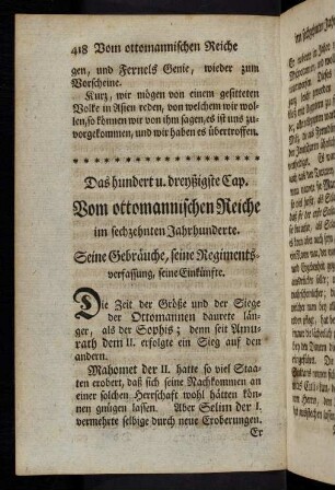 418, Das CXXX. Capitel. Vom ottomanischen Reiche im sechzehnten Jahrhunderte. Seine Gebräuche, seine Regimentsverfassung, seine Einkünfte.
