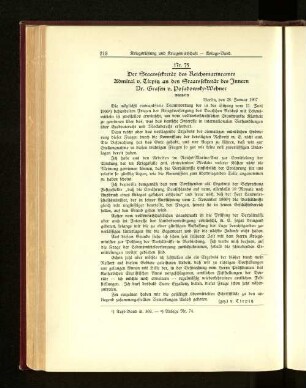 Nr. 75. Der Staatssekretär des Reichsmarineamts Admiral v. Tirpitz an den Staatssekretär des Innern Dr. Grafen v. Posadowsky=Wehner