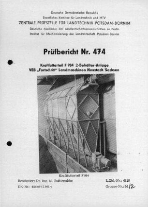 Kraftfutterteil F 984, 2-Behälter-Anlage