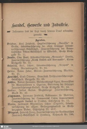 Berufsklassen und Gewerbebetriebe : Handel, Gewerbe und Industrie