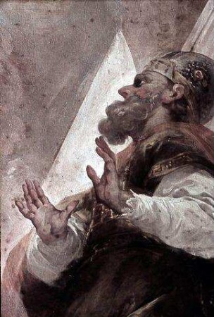 Mittelbild: Alexander opfert in Gegenwart des Hohepriesters Jaddus im Tempel zu Jerusalem