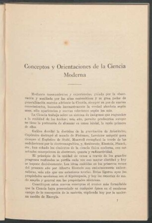 Conceptos y orientaciones de la ciencia moderna
