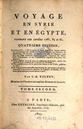 Voyage en Syrie et Égypte pendant les années 1783, 84 et 85. 2