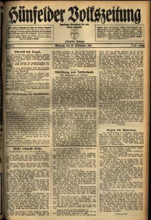Ausgabe vom Mittwoch, den 21. September 1921.