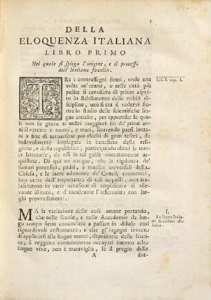 Della eloquenza italiana di Monsignore Giusto Fontanini ... : libri 2