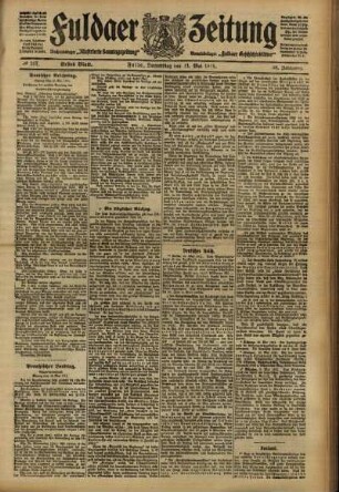 Erste Ausgabe vom Donnerstag, den 11. Mai 1911.