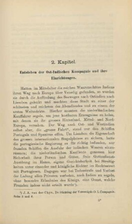 2. Kapitel. Entstehen der Ost-Indischen Kompagnie und ihre Einrichtungen
