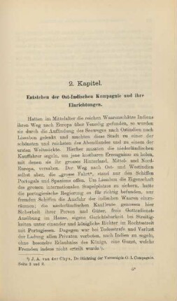 2. Kapitel. Entstehen der Ost-Indischen Kompagnie und ihre Einrichtungen