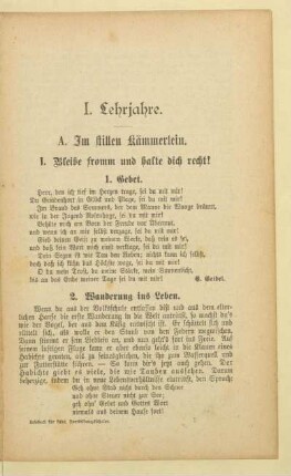 I. Lehrjahre