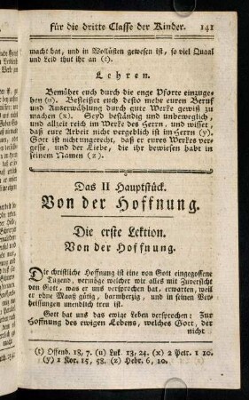141-150, Die erste Lektion; Die zweyte Lektion