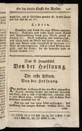 141-150, Die erste Lektion; Die zweyte Lektion