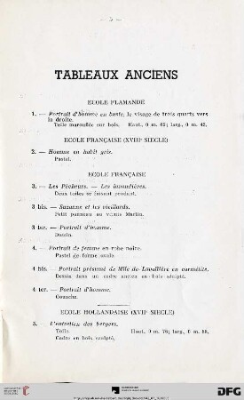 Tableaux anciens (Nr. 1-11)
