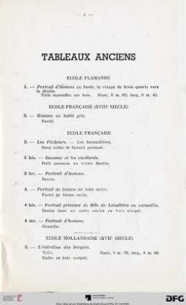 Tableaux anciens (Nr. 1-11)