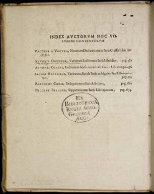 Index Auctorum Hoc Volumine Contentorum.
