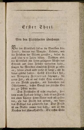 Erster Theil. Von den Fleischspeisen überhaupt.