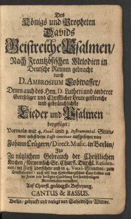 Des Königs und Propheten Davids Geistreiche Psalmen