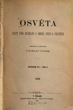 Osvěta : listy pro rozhled v uměni, vědě a politice. 6, 6. 1876