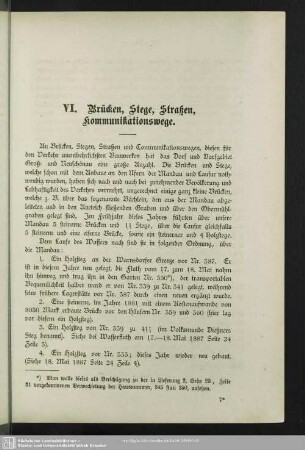 VI. Brücken, Stege, Straßen, Kommunikationswege