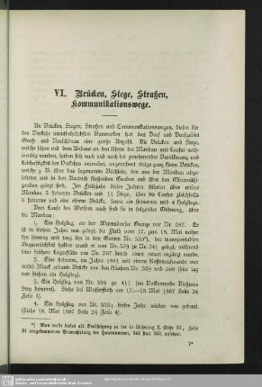 VI. Brücken, Stege, Straßen, Kommunikationswege