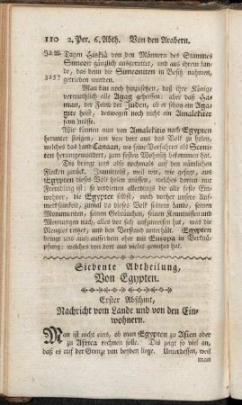 Siebente Abtheilung, Von Egypten.