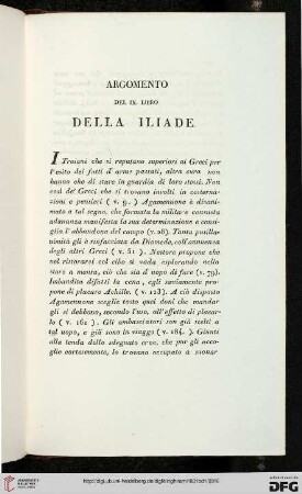 Argomento del IX libro della Iliade