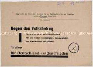 Stimmzettel für eine von der DDR initiierte Volksbefragung für die Wiedervereinigung Deutschlands