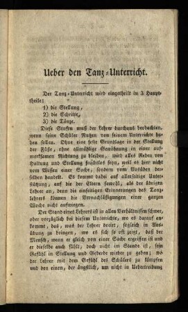Ueber den Tanz-Unterricht