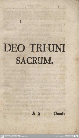 DEO TRI-UNI SACRUM.