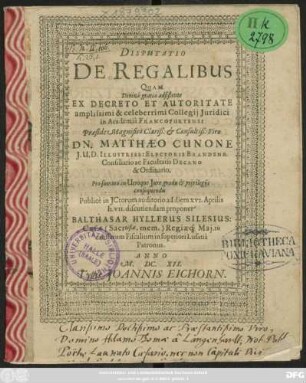 Disputatio De Regalibus