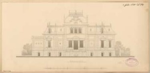 Wohnhaus, Eberswalde Monatskonkurrenz Juli 1880: Aufriss Straßenansicht (Eckansicht); Maßstabsleiste
