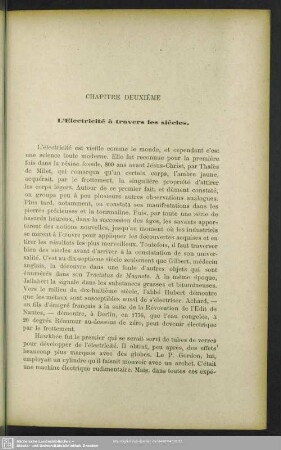 Chapitre Deuxième. L´Electricité à travers les siècles