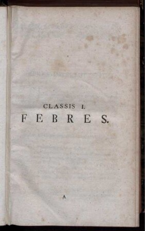 Classis I. Febres.