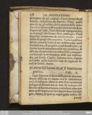 Oratione dell'huomo che di se humilmente giudica. Cap. X.