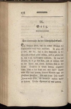 IX. Geiz.