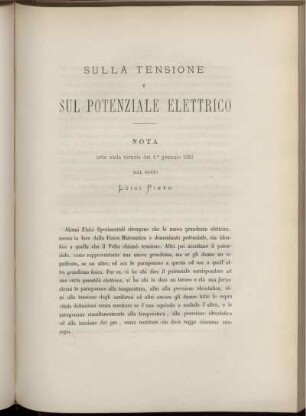 SULLA TENSIONE E SUL POTENZIALE ELETTRICO NOTA