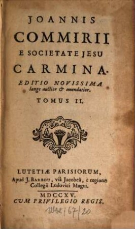 Joannis Commirii E Societate Jesu Carmina. 2