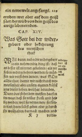 Cap. XIV. Was Gott bei der widergeburt oder bekehrung des menschen thue?