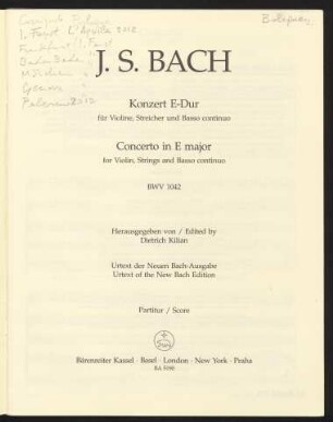 Konzert E-Dur für Violine, Streicher und Basso continuo : BWV 1042