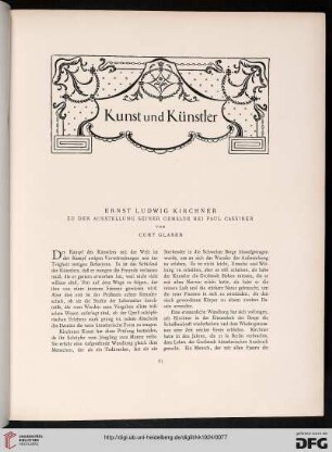 Ernst Ludwig Kirchner: zu der Ausstellung seiner Gemälde bei Paul Cassirer