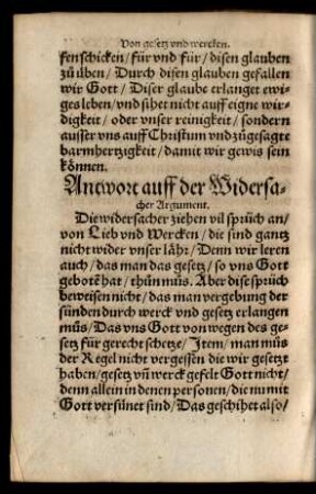 Antwort auff der Widersacher Argument