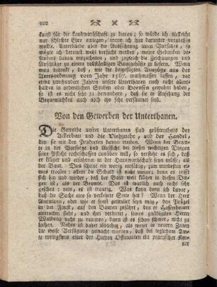 Von den Gewerben der Unterthanen.