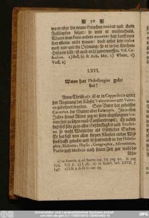 LXVI. Wann hat Philostorgius gelebet?