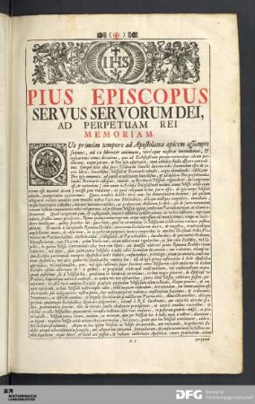 Pius Episcopus Servus Servorum Dei, Ad Perpetuam Rei Memoriam