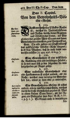 Das II. Capitel. Von dem Gewohnheits-Völcker-Rechte.