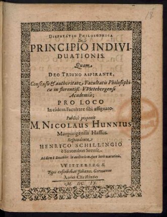 Disputatio Philosophica De Principio Individuationis
