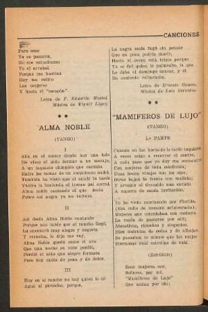 "Mamíferos de lujo" : (Tango)