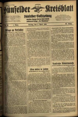 Erste Ausgabe vom Freitag, den 05. April 1935.