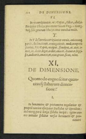 XI. De Dimensione.