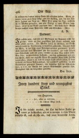 Zwey hundert drey und neunzigstes Stück